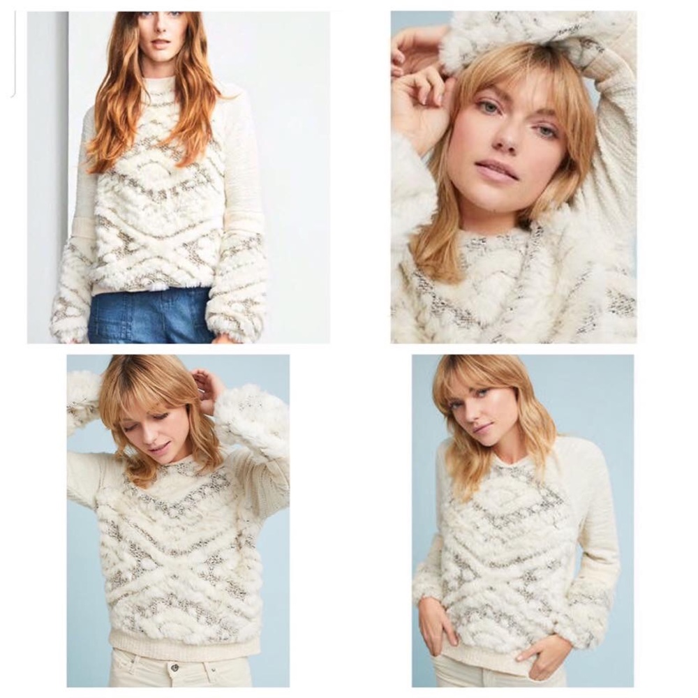 Anthropologie AMADI Calista Faux Fur Sweater